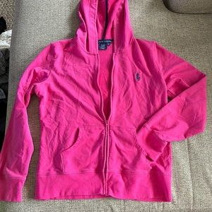 Pink Polo Zip Up Hoodie